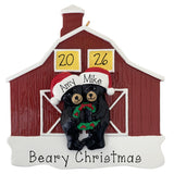 Personalized Black Bear Couple Christmas Ornament – Red Barn Bear Keepsake