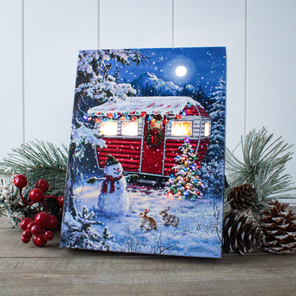 Snowy Retreat 6x8 Lighted Tabletop Canvas