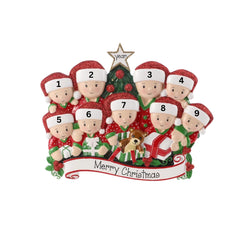 Family of 8 Personalized Christmas Ornament, 8 Grandkids Keepsake
