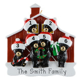 Personalized Black Bear Family of 6 Christmas Ornament – Red Barn Family or Grandkids Keepsake