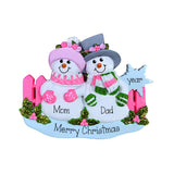 Personalized Pink Snowman Couple Ornament, Our First Christmas