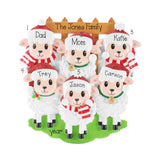 Personalized Family Of 6 Ornament, Sheep Christmas Farm Keepsake