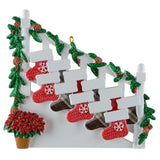 Personalized Family of 11 Staircase Bannister Ornament, 11 Stockings, Eleven Grandkids Christmas Keepsake,