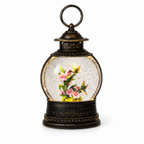 Tabletop Decor - Lighted Hummingbird Floral Glitter Lantern