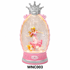 10.5" B/O Lighted Glitter Globe, Pink Crown - Tabletop Decor