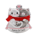 Personalized Cat Couple Christmas Ornament ~ Kitty Couple Christmas Ornament ~ Cut Cate Couple ~ Cute Cat Gift