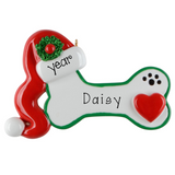 Dog Bone with Santa Hat Personalized Christmas Ornament ~ Dog Lover Gift ~ Dog's first Christmas ~ Puppy Ornament ~ Furry Friend ~ Pet Gift