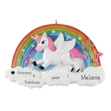 Unicorn and Rainbow Personalized Christmas Ornament