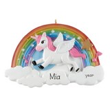 Unicorn and Rainbow Personalized Christmas Ornament