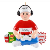 Personalized GAMER Boy or Girl with Video Game Controller Ornament