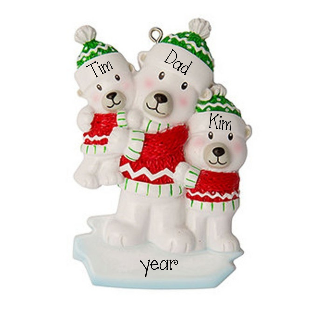 Personalized Dad with 2 KIDS ~ Family of 3 Ornament
