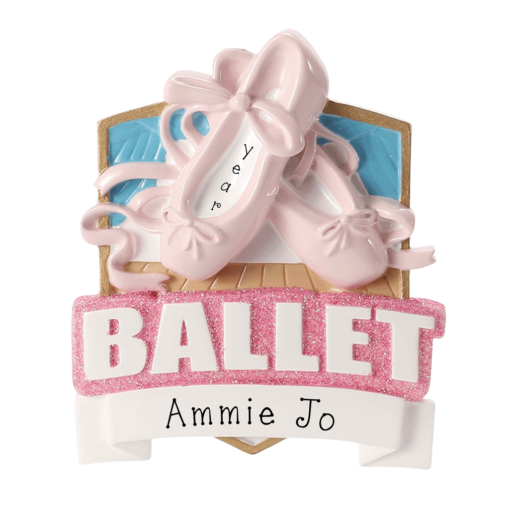 Pink Ballet Shoes Personalized Ornament ~ Ballet Christmas Ornament