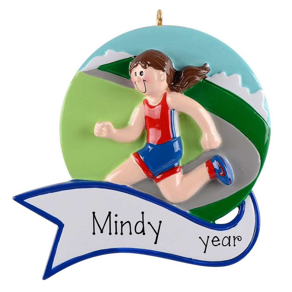 Personalized Jogger Girl Christmas Ornament ~ Track Sports Ornament