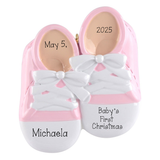 Personalized Pink Baby Shoes Christmas Ornament ~ Baby's 1st Steps ~ New Born Keepsake