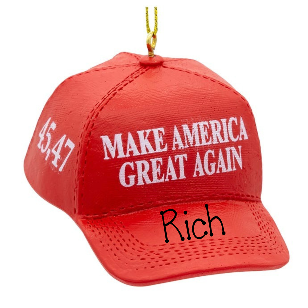 MAGA Hat Personalized Christmas Ornament ~ Make America Great Again Red Hat ~ President Trump 45,47