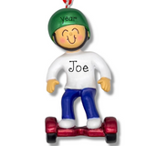 Personalized Male Hoverboard Ornament ~ New Hover Board Christmas Ornament ~ Boy Christmas Ornaments ~ Hand Personalized Ornament