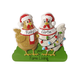 Single Parent Personalized Christmas Ornament ~ 2 Chickens Christmas Ornament ~ Hen and Rooster Ornament ~ Farm Living