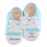 Personalized Blue Baby Shoes Christmas Ornament ~ Baby's 1st Steps ~ New Born Keepsake