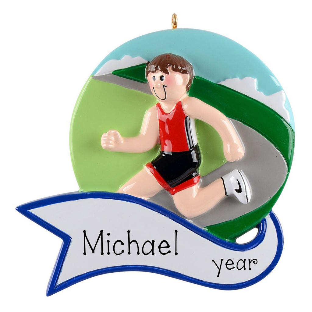 Personalized Jogger Boy Christmas Ornament ~ Track Sports Ornament