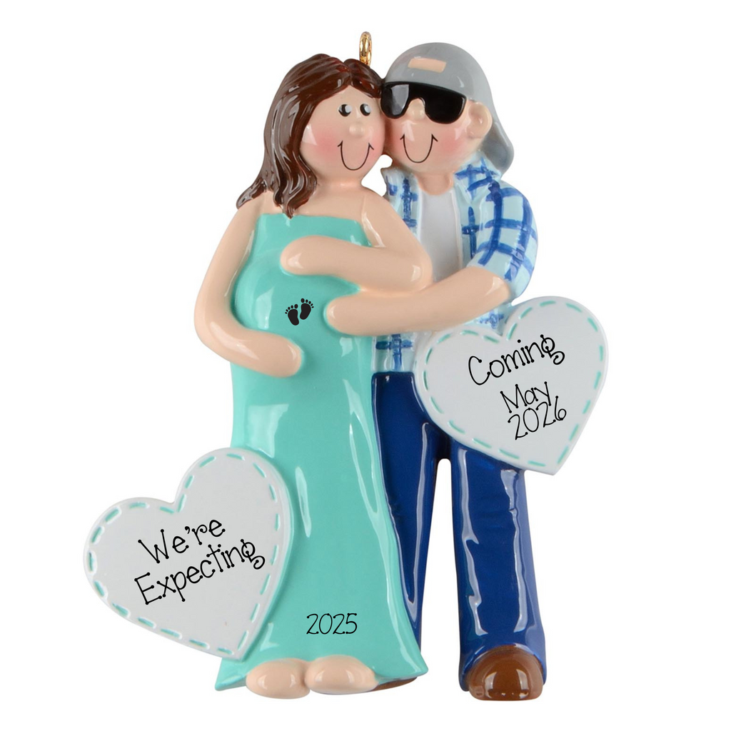 We're Expecting Couple Personalized Christmas Ornament ~ Pregnant Couple ~ Cool Couple Expecting a Baby