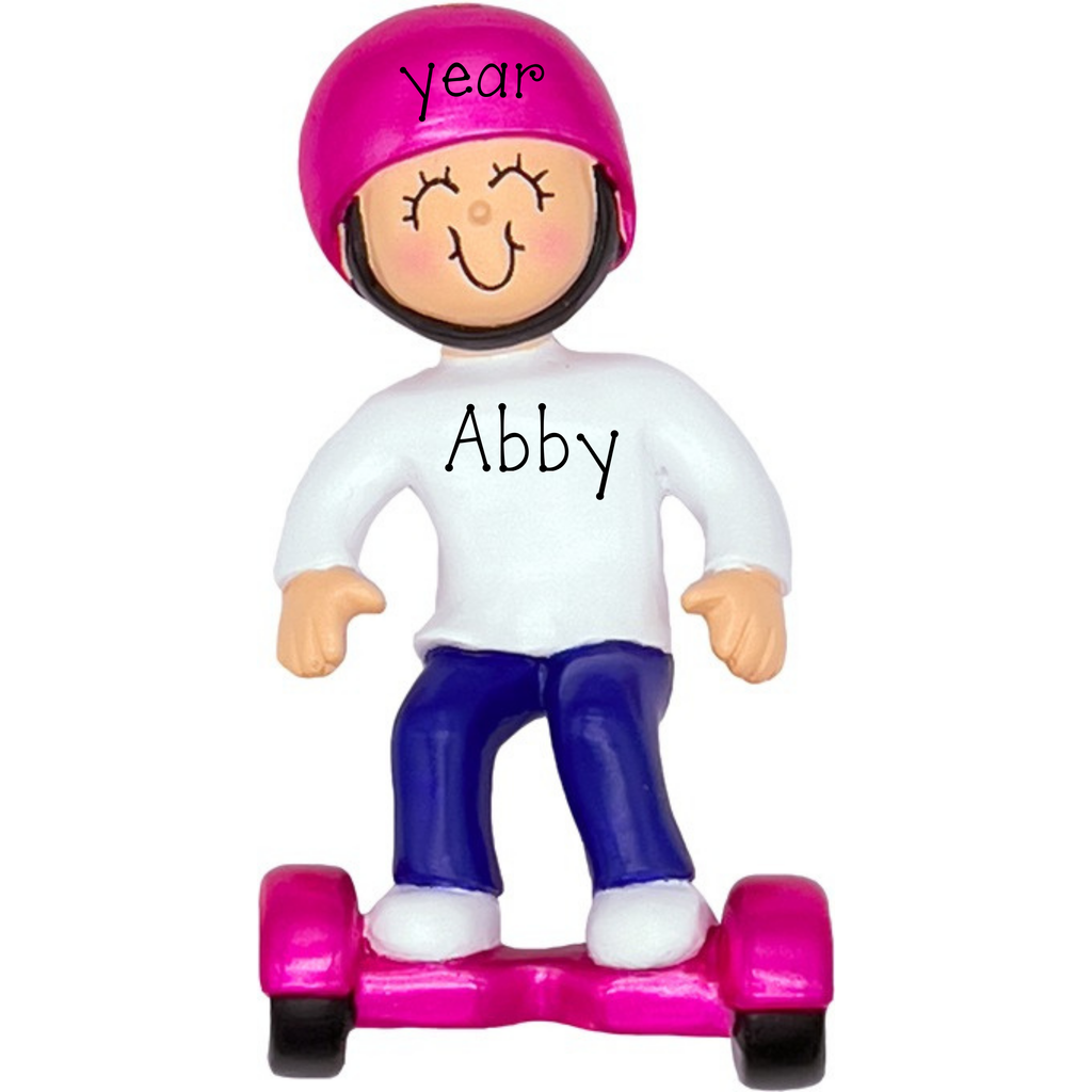 Personalized Hoverboard Ornament ~ Pink Hover Board New Christmas Ornament ~ Girl Christmas Ornament ~ Hand Personalized Ornament