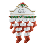 White Mantle Family of 11 Personalized Christmas Ornament ~ 11 Grandchildren