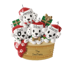 Personalized Family Of 4 Dalmatian Puppy Dog Christmas Ornament
