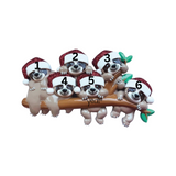 Personalized SLOTH Family of 6 Ornament ~ 6 Grandkids Christmas Ornament
