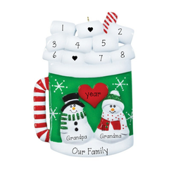 Hot Chocolate Family of 10 Personalized Christmas Ornament ~ 10 Grandchildren