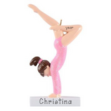 GYMNAST with Pink Glitter Leotard on balance beam Ornament