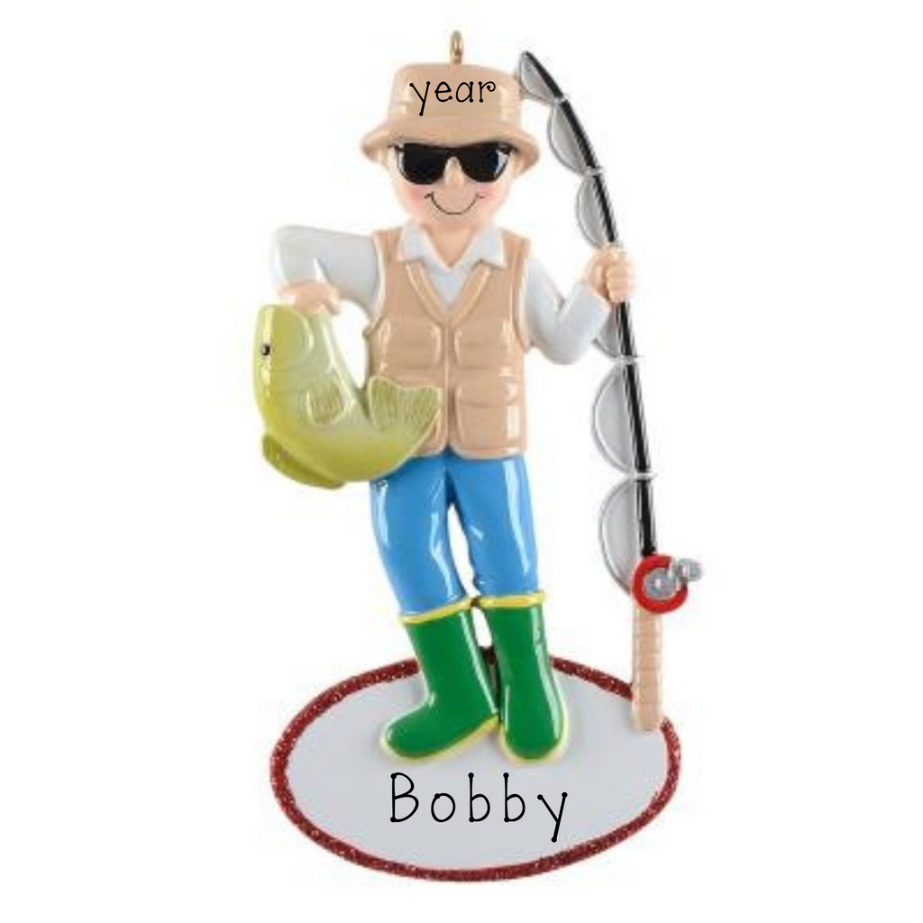 Personalized Fishing Guy Ornament ~ Gifts for Fisherman Grandpa