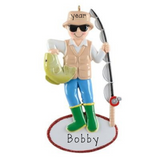 Personalized Fishing Guy Ornament ~ Gifts for Fisherman Grandpa