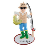 Personalized Fishing Guy Ornament ~ Gifts for Fisherman Grandpa