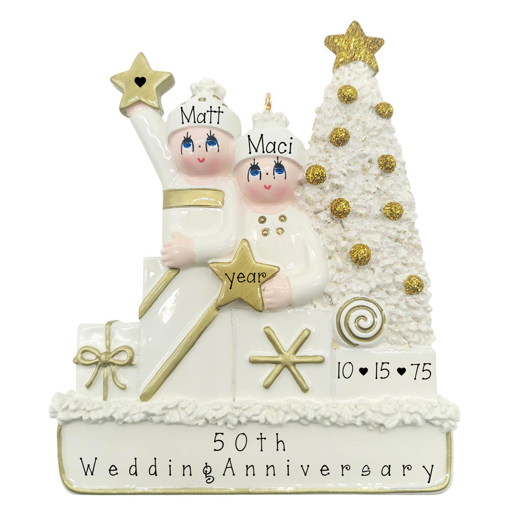Couple's 50th WEDDING ANNIVERSARY Ornament ~ Hand Personalized Ornament ~ Golden Anniversary