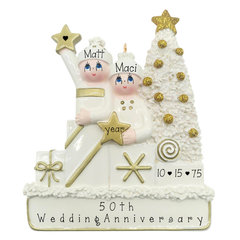 Couple's 50th WEDDING ANNIVERSARY Ornament ~ Hand Personalized Ornament ~ Golden Anniversary