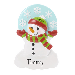 Snowman Frolicking in the Snow Ornament ~ Personalized Snowman Christmas Ornament