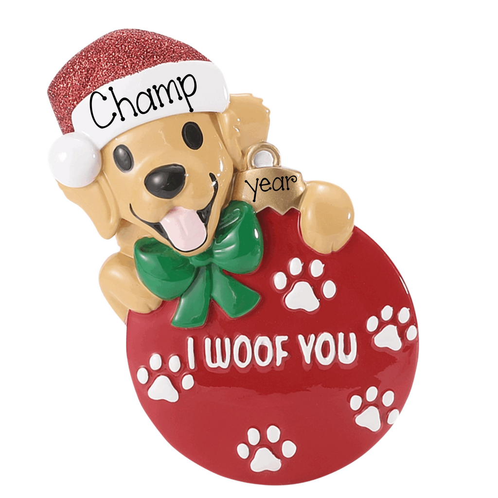 Personalized DOG I Woof You Personalized Christmas Ornament ~ Pet Christmas Ornament ~ Personalized Pet Ornament - Dog Christmas Ornaments