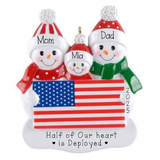 Personalized Patriotic Family of 3 Personalized Ornament