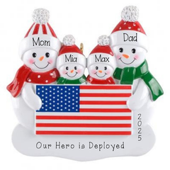Personalized Patriotic Family of 4 Personalized Ornament