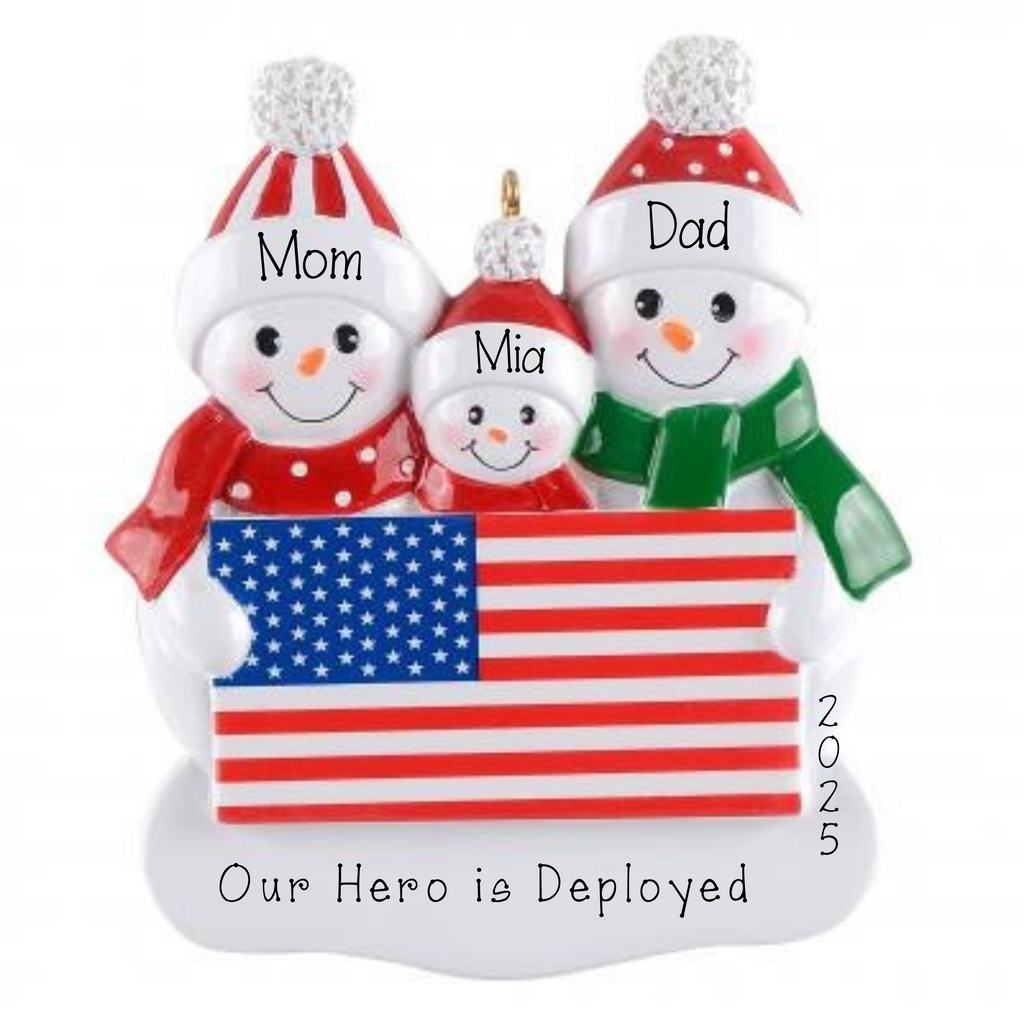 Personalized Patriotic Family of 3 Personalized Ornament