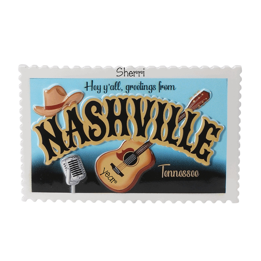 Personalized Nashville Tennessee Christmas Ornament ~ Music City Ornament ~ Country Music ~ Girl's Trip to Nashville ~ Nashville Post Card