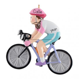 Personalized Bicycle Christmas Ornament ~ Mountain Bike Ornament ~ Female Cyclist ~ Exercise