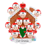 Family of 12 Gingerbread House Personalized Christmas Ornaments
