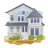 Personalized BEACH HOUSE Ornament ~ Family Vacation Ornament ~ Blue Beach House