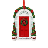 Red Door with Wreath Ornament ~ Personalized New Home Christmas Ornament