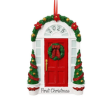 Red Door with Wreath Ornament ~ Personalized New Home Christmas Ornament