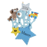 Personalized "Oh Baby" Blue Baby's 1st Christmas, Baby Boy Christmas Ornament, First Christmas Keepsake