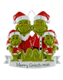 Personalized Family of 4 Grinch Christmas Ornament ~ Family of 4 Merry Grinch-mas