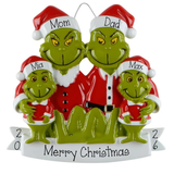 Personalized Family of 4 Green Furry Christmas Ornament