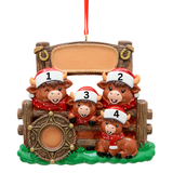 Personalized Western Highland Cow Family of 4,  Hand Personalized Family Christmas Ornament